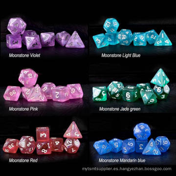 Moonstone de 10 mm mini DND DICE set para MTG RPG Dungeons and Dragons Juego de rol de juego, colores surtidos